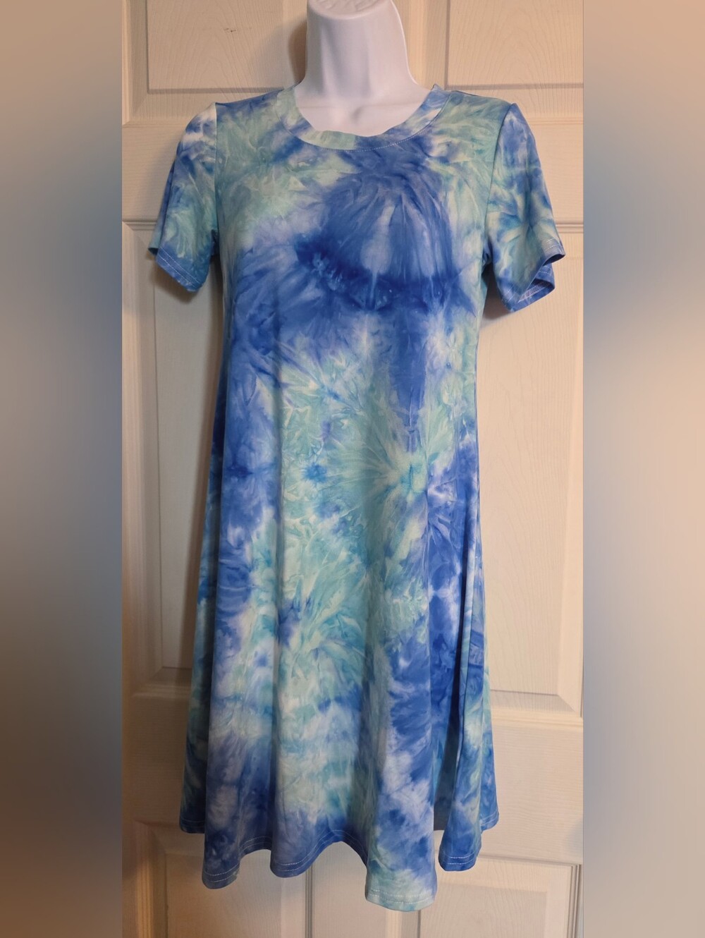 Molerani Blue Tie-Dye Short Sleeve Dress Size XS